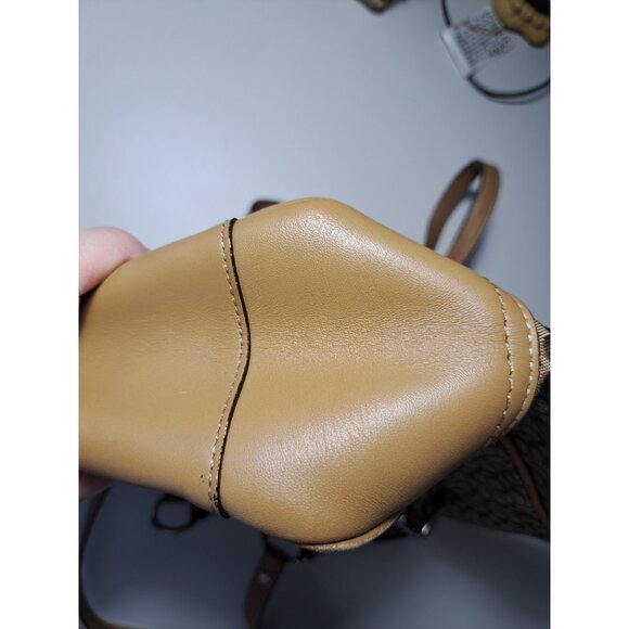 Coach F11526 Khaki Signature C Jacquard Tan Leather Straps Handbag 10.5x9.5x4 - Picture 10 of 13